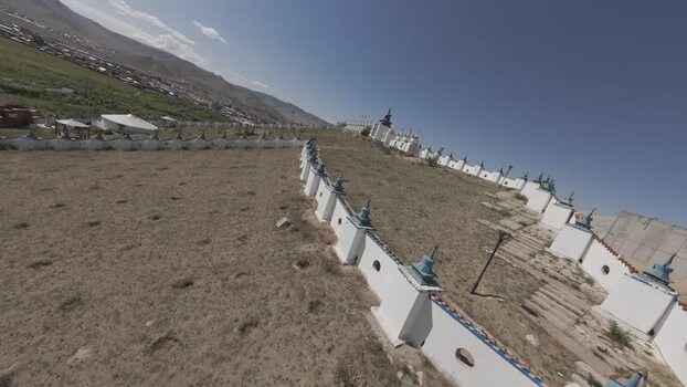 Aerial view of Buddhist monastery wall in Ulaanbaatar Mongolia. Aerial view of Buddhist monastery wall in Ulaanbaatar Mongolia.