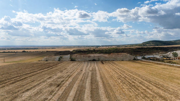Aerial view of the quarry and surrounding agricultural fields in Besenovo Vojvodina Serbia. Aerial view of the quarry and surrounding agricultural fields in Besenovo Vojvodina Serbia.