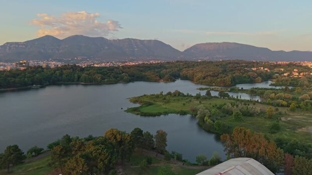 Aerial view of the Artificial Lake and Grand Park Albania. Aerial view of the Artificial Lake and Grand Park Albania.