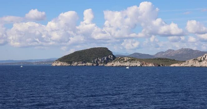 View of the coastal landscape of Golfo Aranci Italy.