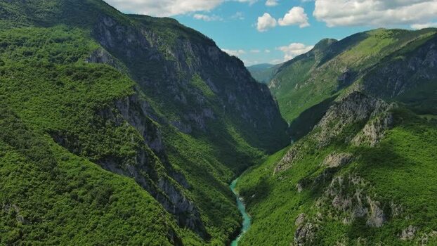 Aerial view of Tara River Canyon in Montenegro.