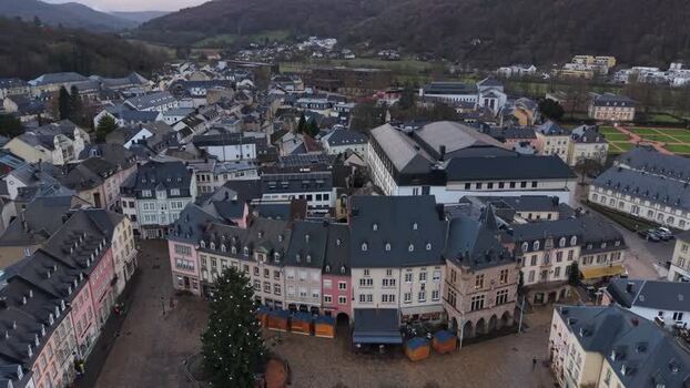 Aerial view of Echternach town square Luxembourg.