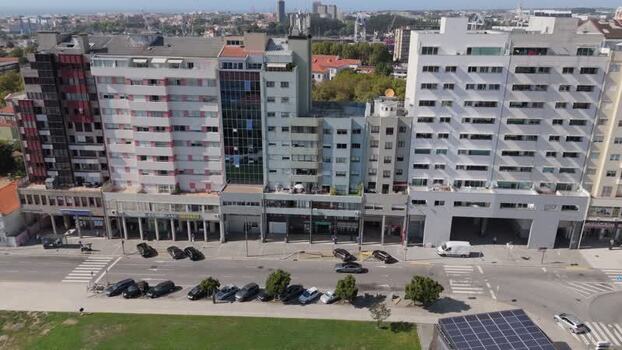 Aerial view of Rua de Alfredo Cunha in Matosinhos Portugal. Aerial view of Rua de Alfredo Cunha in Matosinhos Portugal.