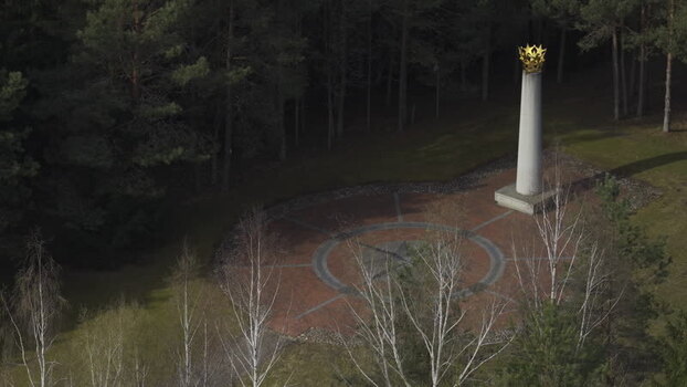 Aerial view of The Geographical Centre Of Europe Lithuania.