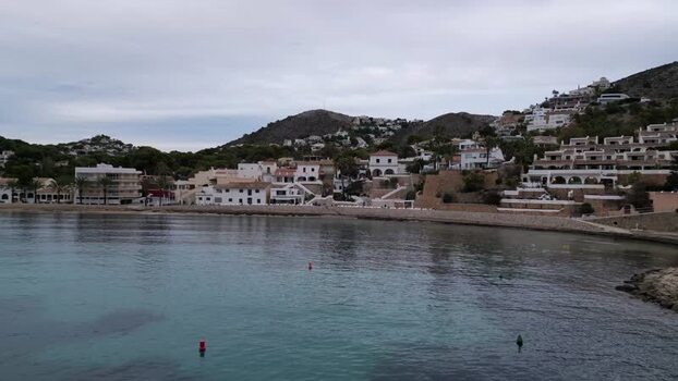 Aerial view of Moraira coastline in Spain.