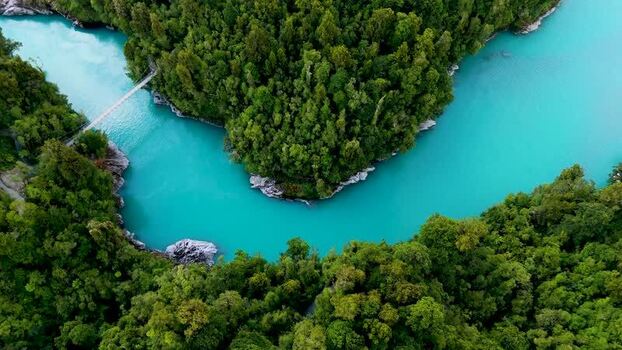 Aerial view of Hokitika Gorge bridge New Zealand. Aerial view of Hokitika Gorge bridge New Zealand.