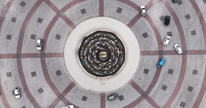 Aerial view of Colchis Fountain in Kutaisi Georgia.