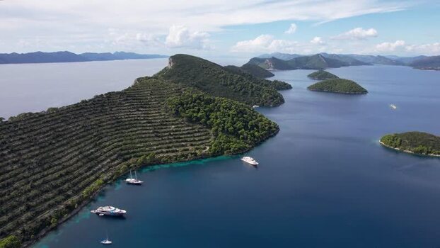Aerial view of Islands and boats Elaphiti islands Dalmatian Coast Croatia. Aerial view of Islands and boats Elaphiti islands Dalmatian Coast Croatia.