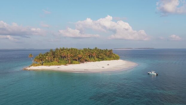 Aerial view of a tropical island with palm trees Maldives. Aerial view of a tropical island with palm trees Maldives.