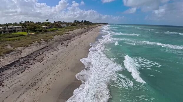 Aerial view of shoreline and ocean United States. Aerial view of shoreline and ocean United States.