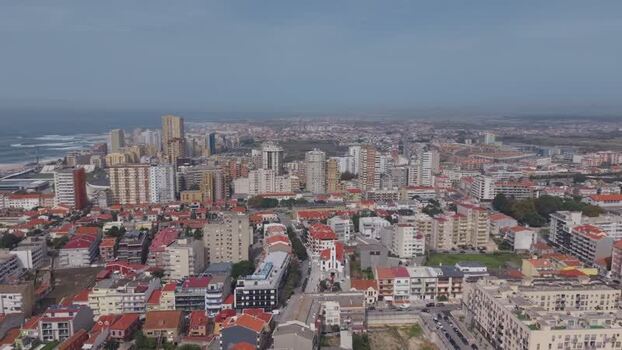 Aerial view of Povoa de Varzim Portugal.