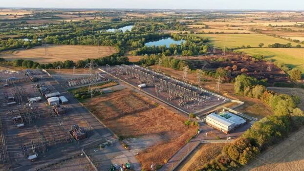 Aerial view of Grendon national grid station United Kingdom. Aerial view of Grendon national grid station United Kingdom.