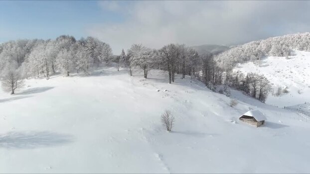 Aerial view of a snow covered mountain landscape Romania. Aerial view of a snow covered mountain landscape Romania.