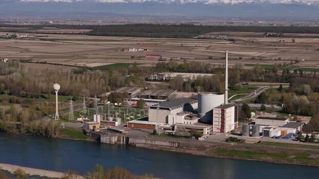 Aerial view of Ex Centrale Nucleare di Trino Italy.