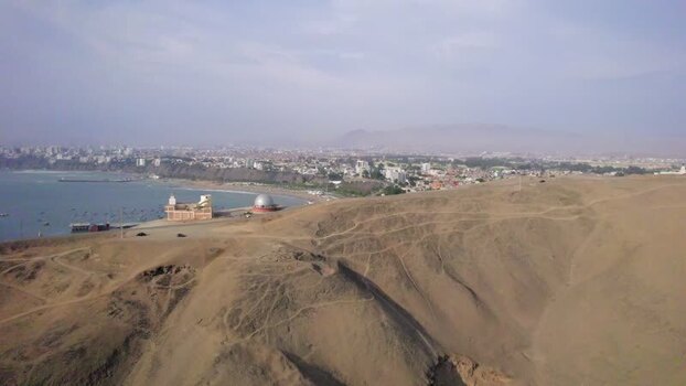 Aerial view of Morro Solar and the coast of Chorrillos Peru. Aerial view of Morro Solar and the coast of Chorrillos Peru.