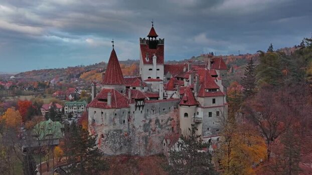 Aerial view of Bran Castle in Romania. Aerial view of Bran Castle in Romania.