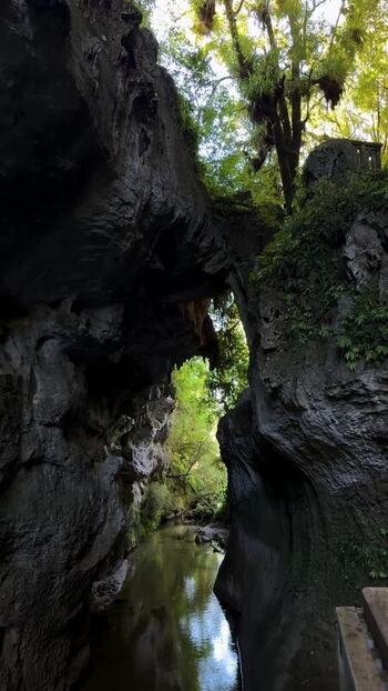 View of a narrow rocky gorge New Zealand.