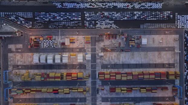 Aerial view of Civitavecchia Port with parked cars Italy. Aerial view of Civitavecchia Port with parked cars Italy.