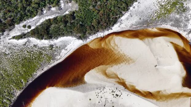 Aerial view of Wathumba Creek in K gari Australia.