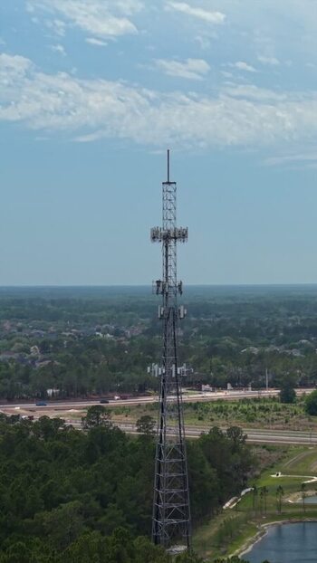 Aerial view of a telecommunications tower in Florida United States. Aerial view of a telecommunications tower in Florida United States.
