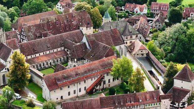 Aerial view of Bebenhausen Monastery and Palace Germany. Aerial view of Bebenhausen Monastery and Palace Germany.