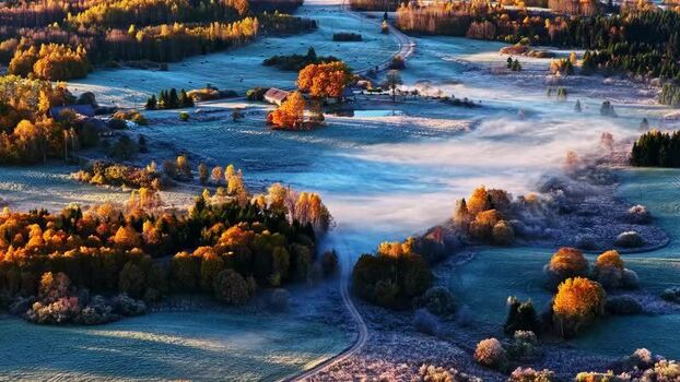 Aerial view of autumn landscape in Latvia. Aerial view of autumn landscape in Latvia.