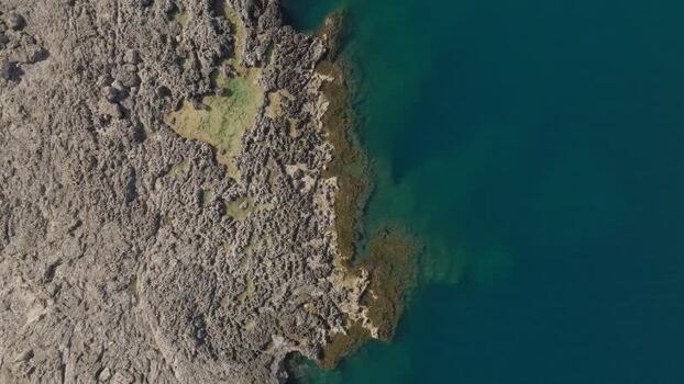 Aerial view of the rocky coastline of Plemmirio Italy.