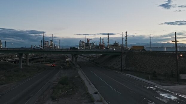 Aerial view of Suncor Energy refinery in Commerce City United States.