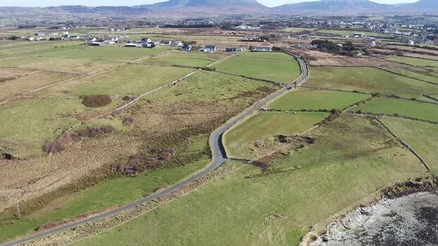 Aerial view of road to Ballyness pier in County Donegal Ireland. Aerial view of road to Ballyness pier in County Donegal Ireland.