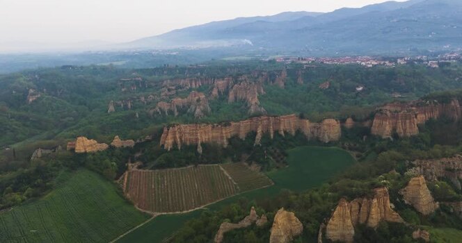 Aerial view of Balze del Valdarno rock formations Italy. Aerial view of Balze del Valdarno rock formations Italy.