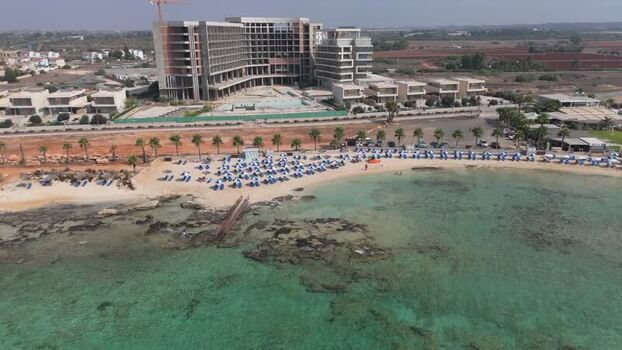 Aerial view of beach resort in Famagusta Northern Cyprus.