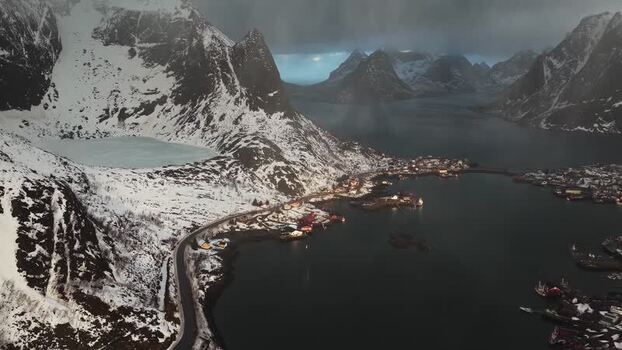 Aerial view of Reinebringen Nordland Norway.