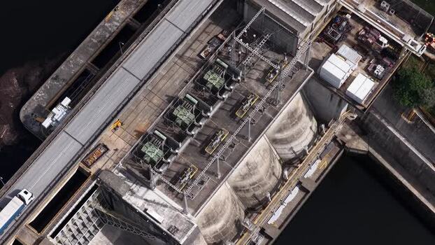 Aerial view of hydroelectric dam infrastructure Portugal. Aerial view of hydroelectric dam infrastructure Portugal.