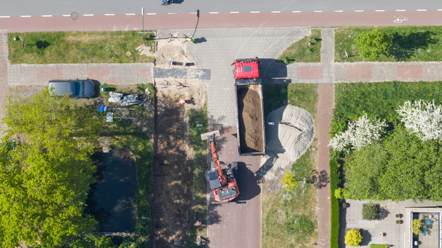 Heiloo Netherlands 05 May 2026 Aerial View of Electricity Grid Expansion Works