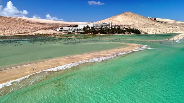 Aerial view of Playa del Matorral and turquoise waters Spain. Aerial view of Playa del Matorral and turquoise waters Spain.