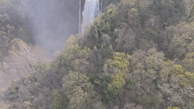 Aerial view of Marmore Falls in Terni Italy.