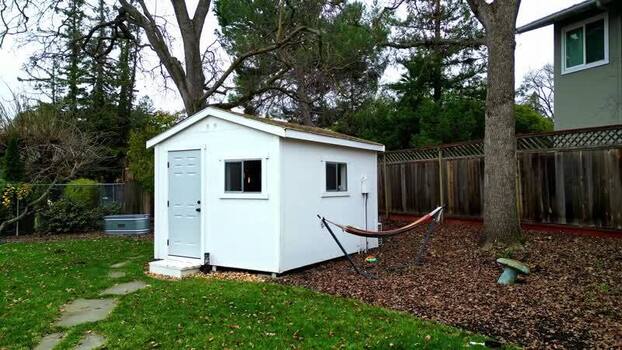 Aerial view of a backyard shed in San Francisco United States.