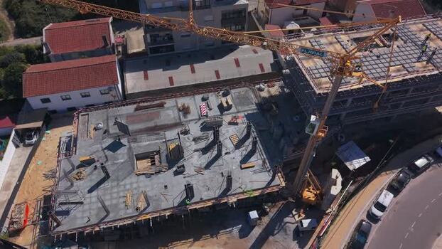 Aerial view of construction site in Barcelos Portugal.