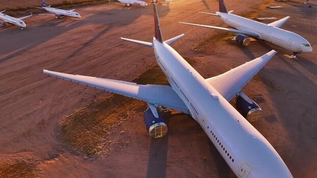 Aerial view of airplanes at Tucson Airport United States. Aerial view of airplanes at Tucson Airport United States.