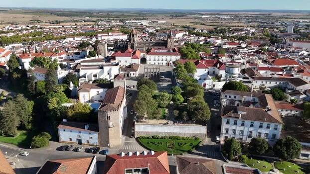 Aerial view of Roman Temple of Evora in the historic city Portugal. Aerial view of Roman Temple of Evora in the historic city Portugal.
