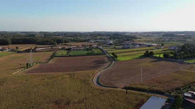 Aerial view of rural landscape in Giao Portugal.