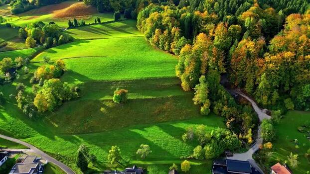 Aerial view of Attersee landscape in Vocklabruck District Austria.