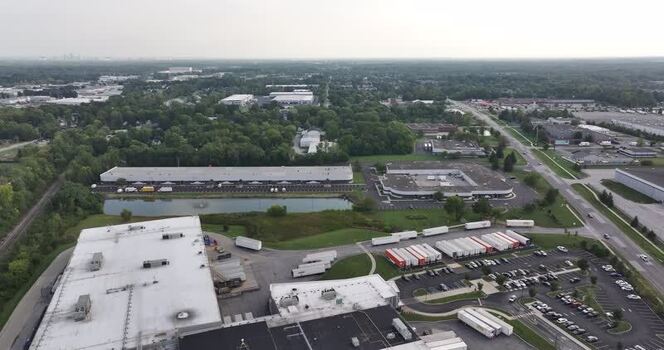 Aerial view of industrial logistics park in Indianapolis United States.
