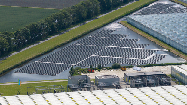 Aerial View of Agrivoltaic Greenhouses in Middenmeer