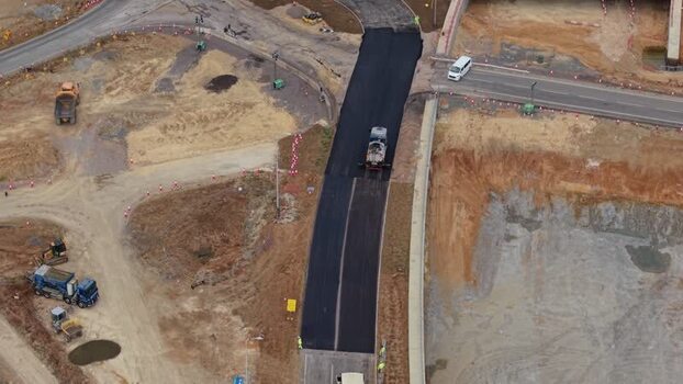 Aerial view of Black Cat Roundabout construction United Kingdom.