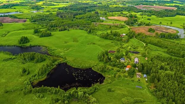 Aerial view of rural landscape with lakes and forests Latvia. Aerial view of rural landscape with lakes and forests Latvia.