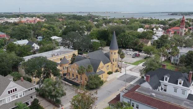 Aerial view of Ancient City Baptist Church in St. Augustine United States.