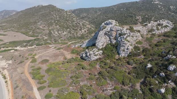 Aerial view of rocky landscape in Famagusta Northern Cyprus.