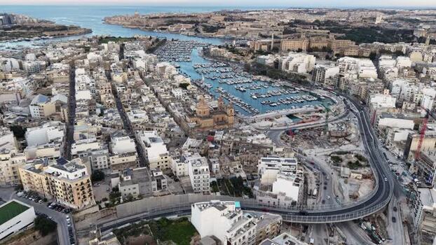 Aerial view of Msida Parish Church and the marina Malta. Aerial view of Msida Parish Church and the marina Malta.