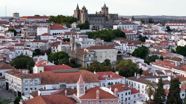 Aerial view of Evora historic center and cathedral Portugal. Aerial view of Evora historic center and cathedral Portugal.